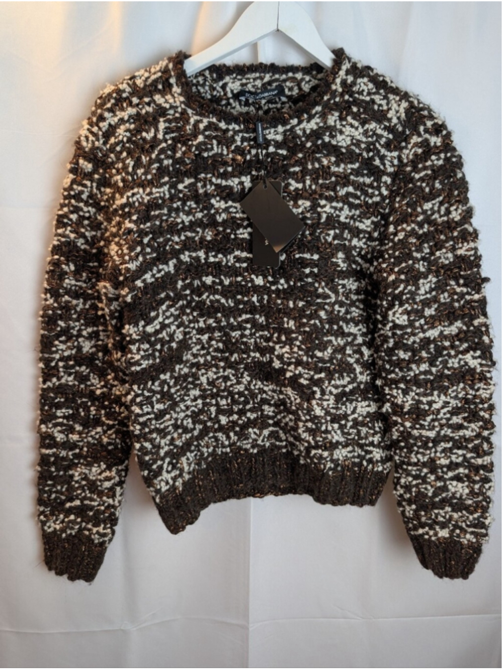 DOLCE & GABBANA Sweater Brown Knitted Wool Fatto A Mano IT44/ US34/XS 3500usd